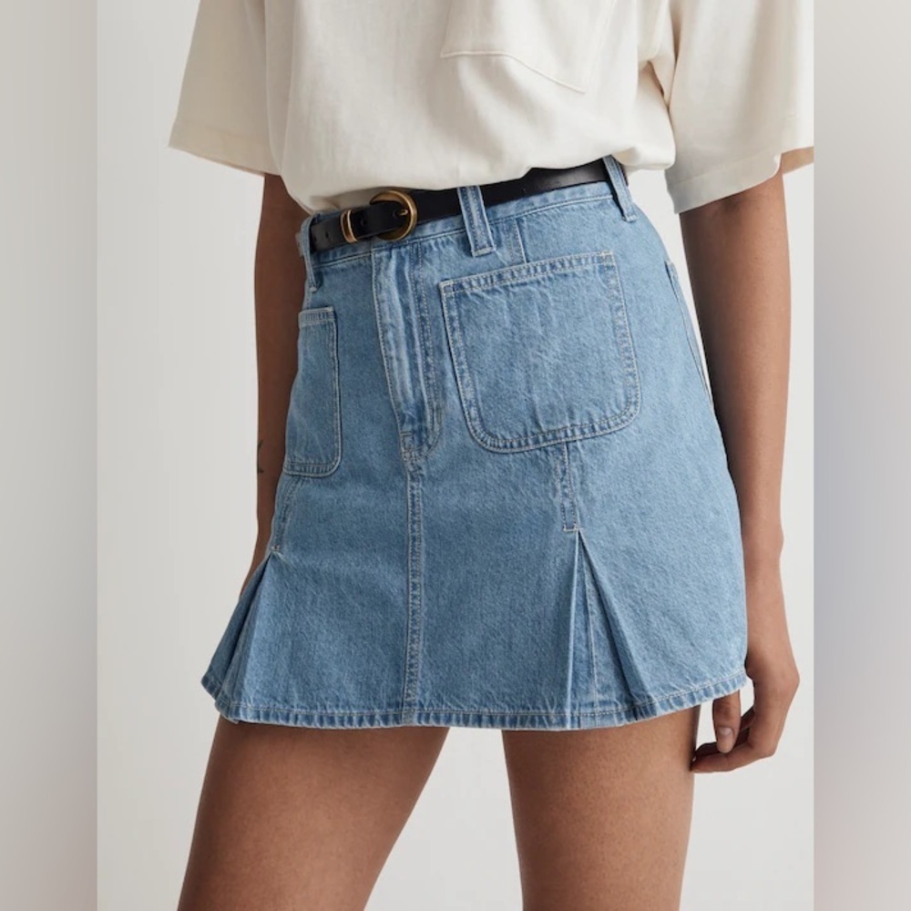 Madewell Light Blue Denim A-Line Mini Skirt